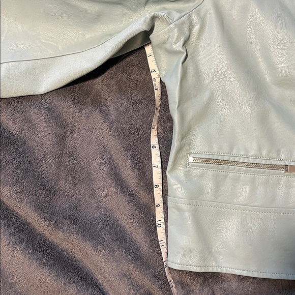 Plus size baby blue faux leather zip-up jacket, 3X - Picture 6 of 9